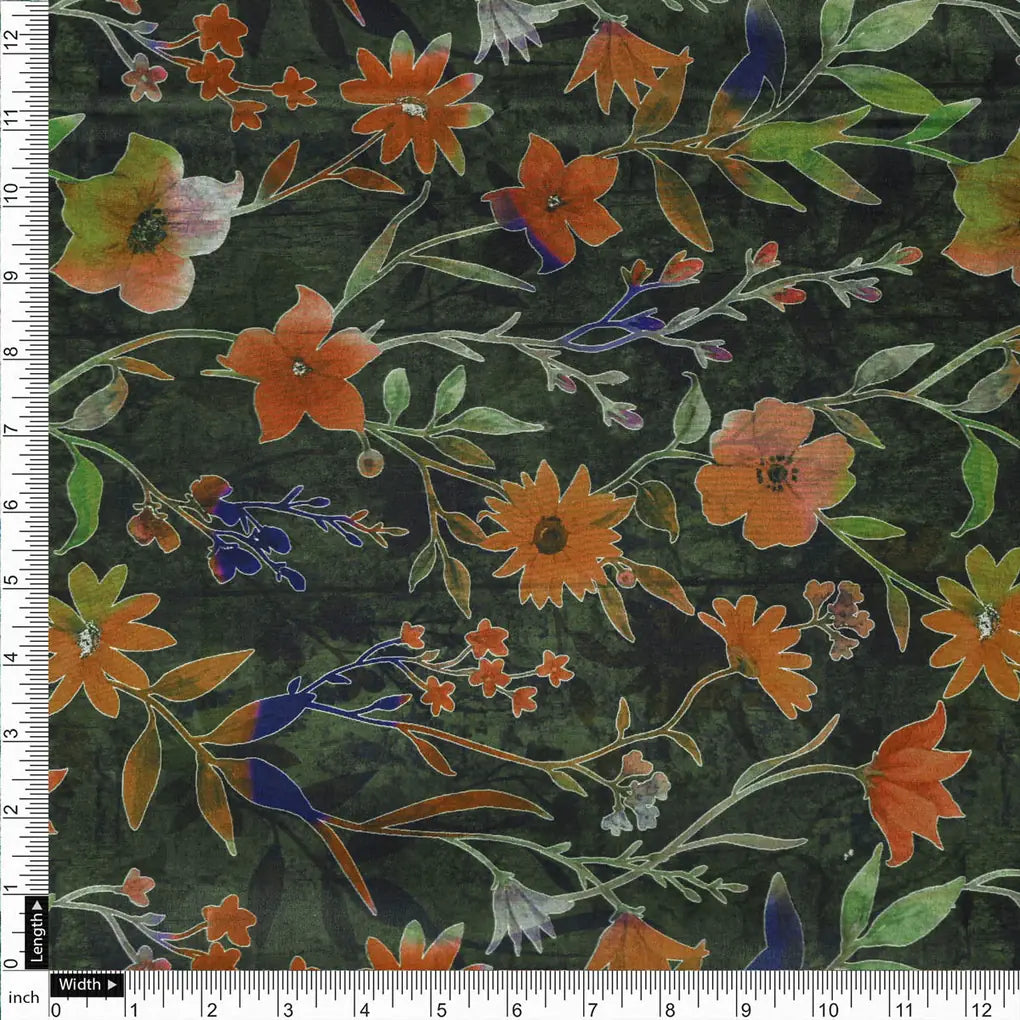 Green Floral French Crepe Fabric – 202a2526copy