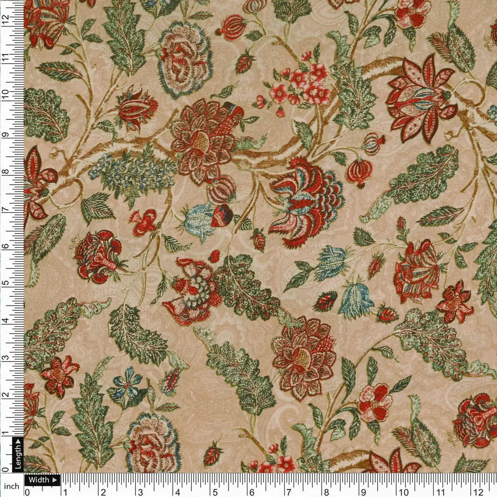 Beige Floral Printed French Crepe Polyester Fabric by FAB VOGUE Studio – 202a2554copy