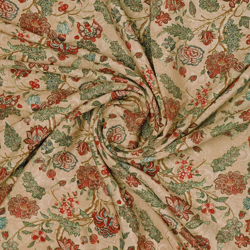 Beige Floral Printed French Crepe Polyester Fabric by FAB VOGUE Studio – 202a2555copy