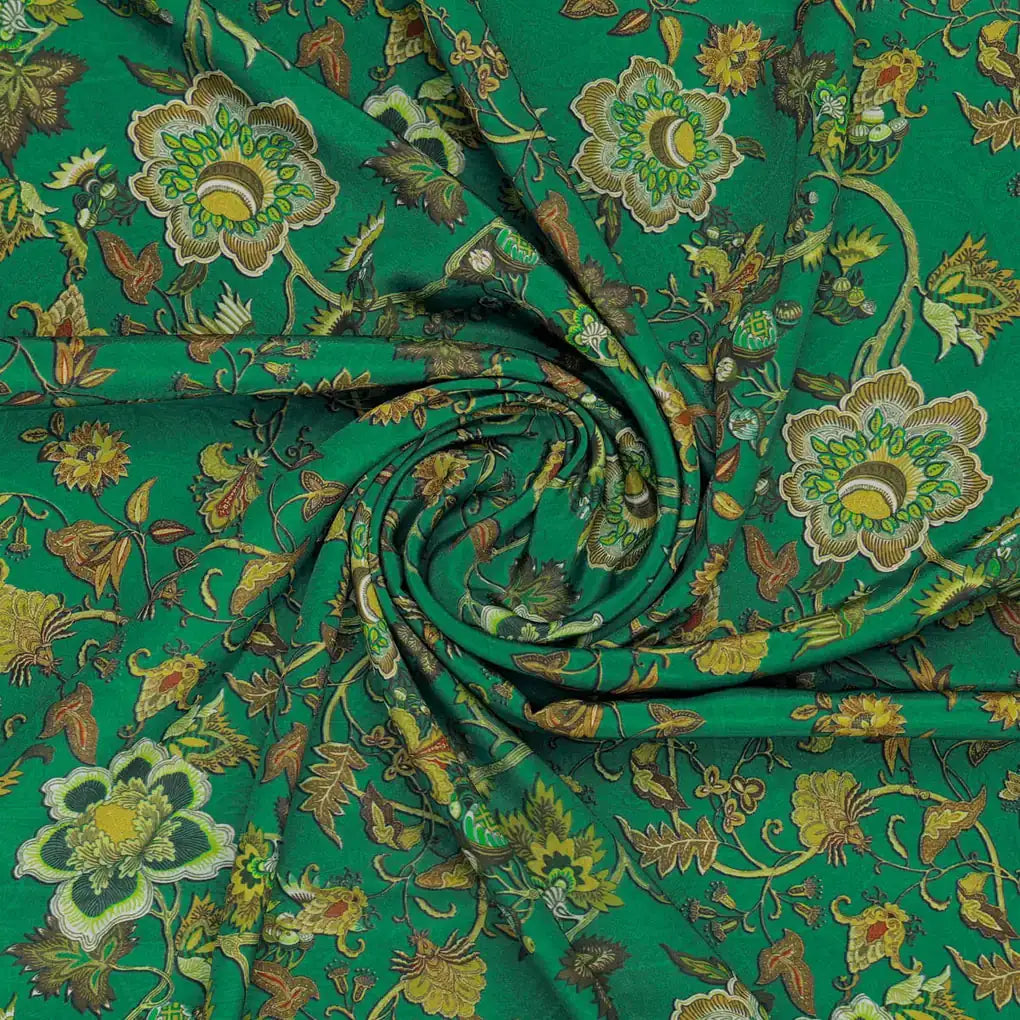 Green Floral French Crepe Fabric – 202a2575copy