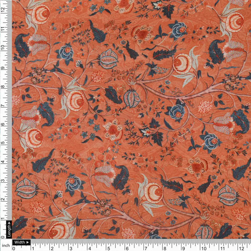 Orange Floral Crepe Fabric – 202a2610copy