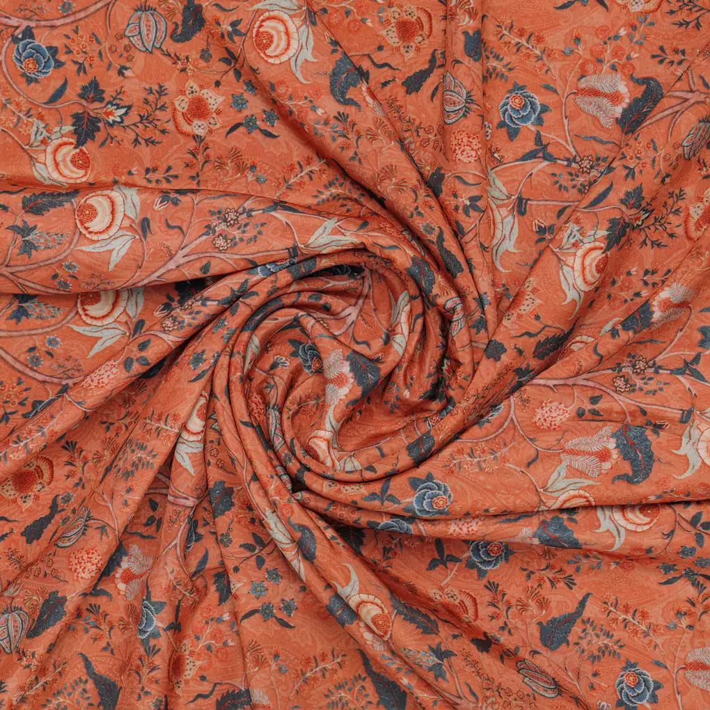 Orange Floral Crepe Fabric – 202a2611copy