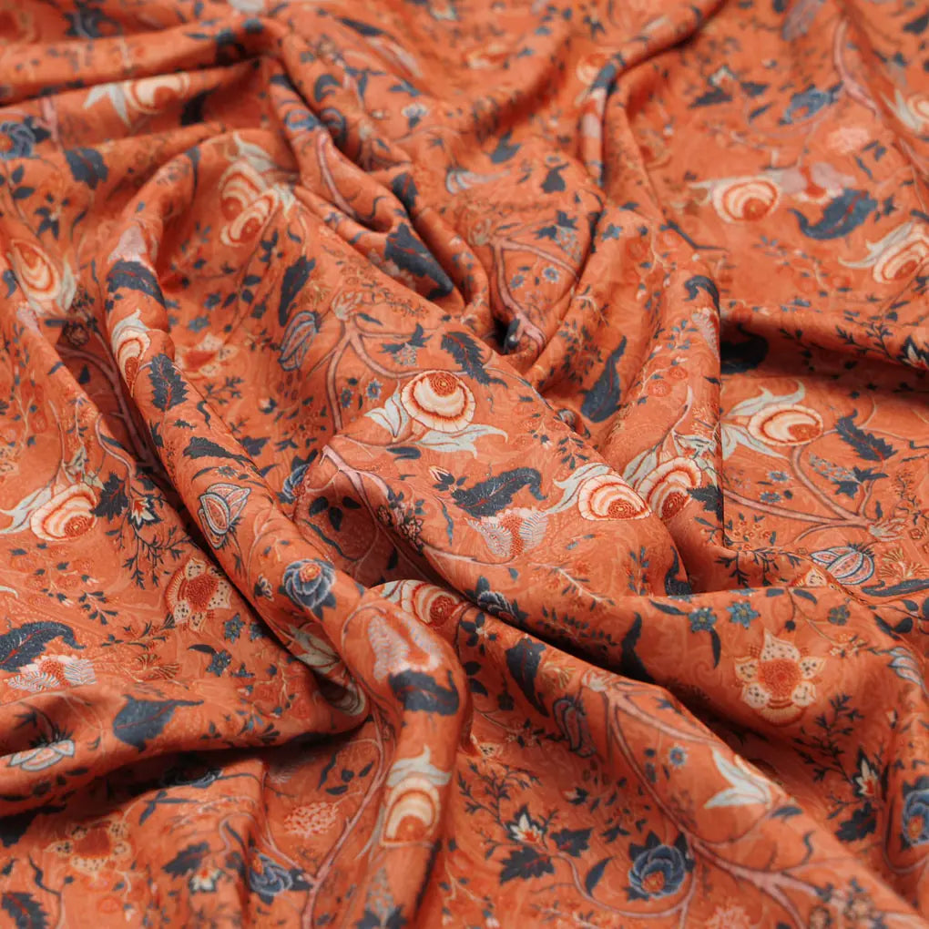 Orange Floral Crepe Fabric – 202a2612copy