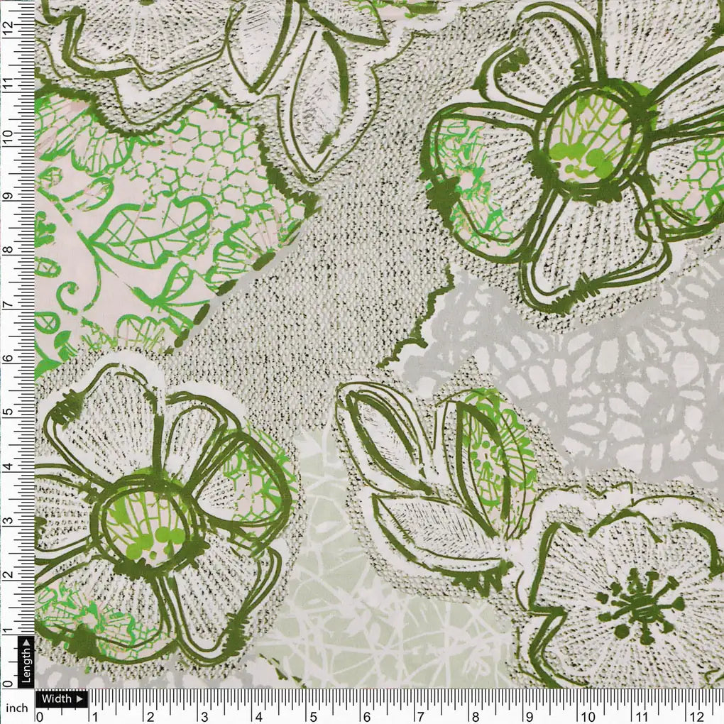 Green Floral French Crepe Fabric – 202a2627copy