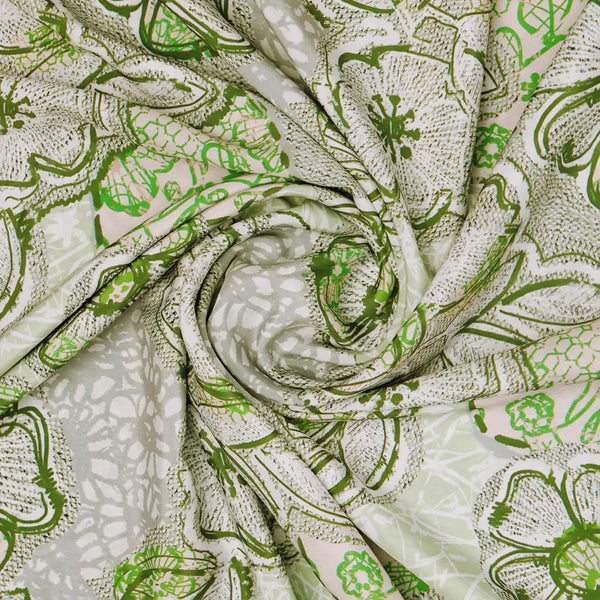 Green Floral French Crepe Fabric – 202a2628copy - alternate view