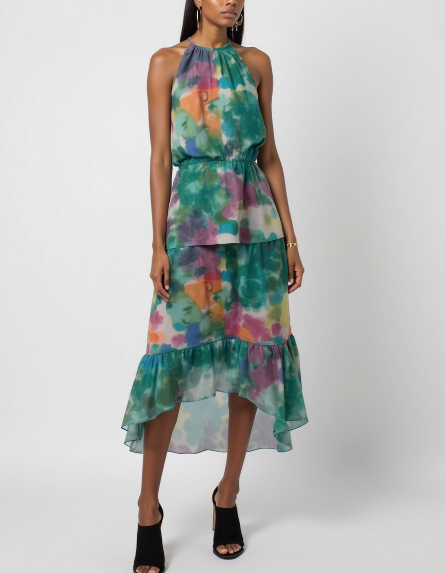 Multicolor Abstract Pattern Digital Printed Fabric