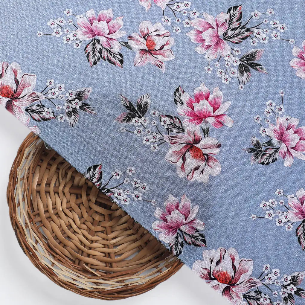 Decorative Tiny Chintz With Lily Digital Printed Fabric - Silk Crepe – 2551100 6 b