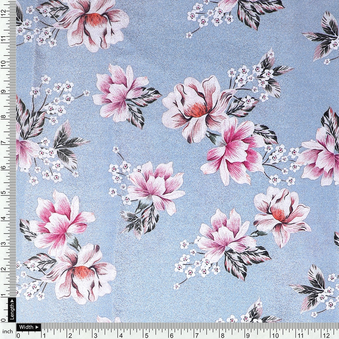 Decorative Tiny Chintz With Lily Digital Printed Fabric - Silk Crepe