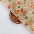 Canadian Maple Green With Orange Leaf Digital Printed Fabric - Pure Cotton – 2 1