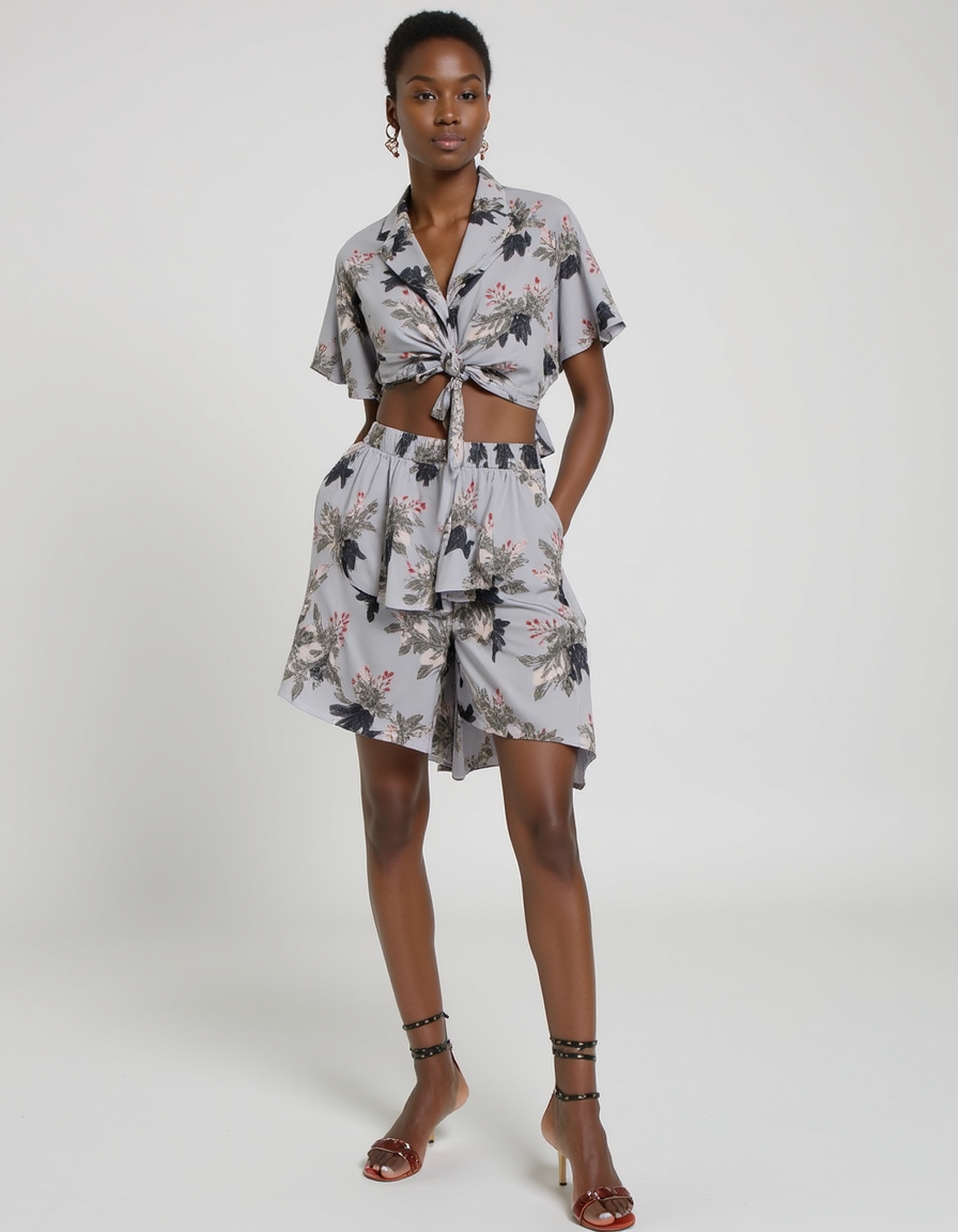 Royal Vintage Greyish Leafs Digital Printed Fabric