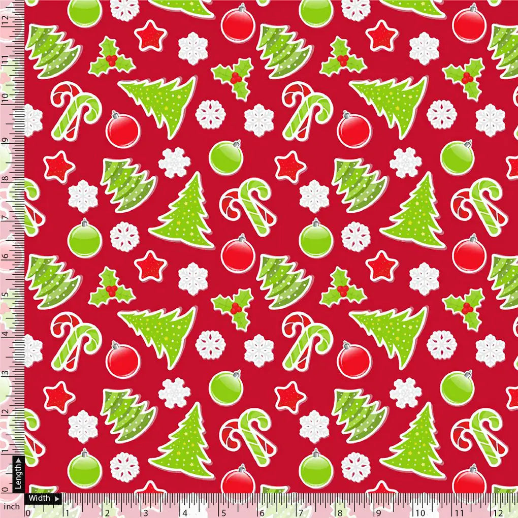 Classy Christmas Red and Green Printed Japan Satin Fabric – 3.1