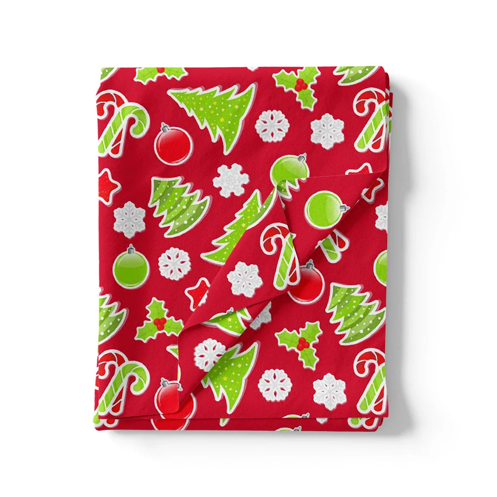 Classy Christmas Red and Green Printed Japan Satin Fabric – 3.2