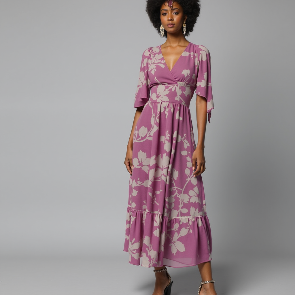 Vintage Old Spoted Flower Digital Printed Fabric - Pure Georgette