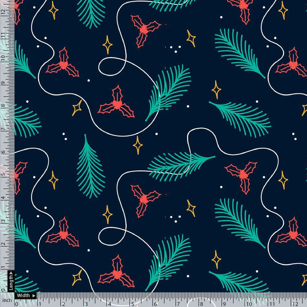Classy Blue Christmas Printed Japan Satin Digital Fabric – 4.1