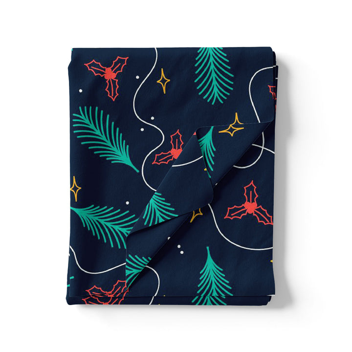 Classy Blue Christmas Printed Japan Satin Digital Fabric