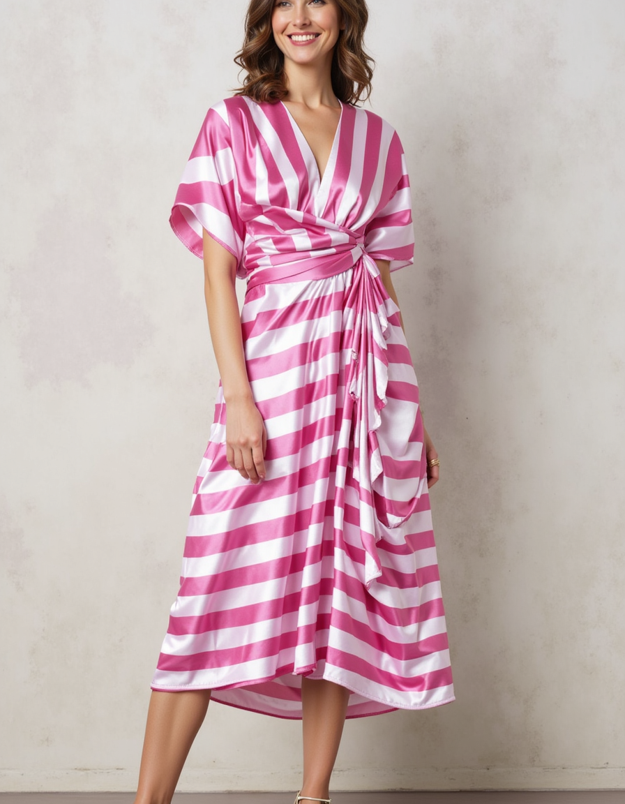 Gorgeous pink striped digital printed fabric from FAB VOGUE Studio