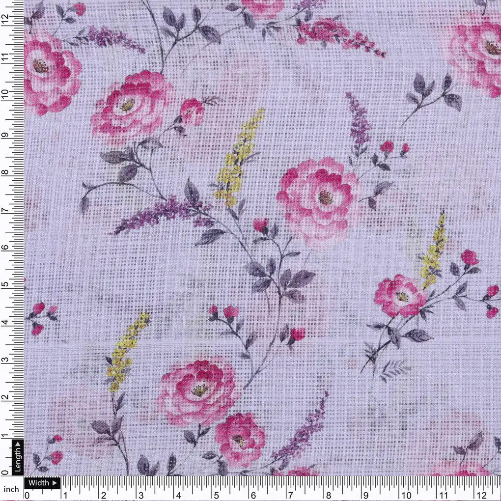 Gorgeous Pink Floral Velly Kota Doria Printed Fabric Material – 470a0011copy