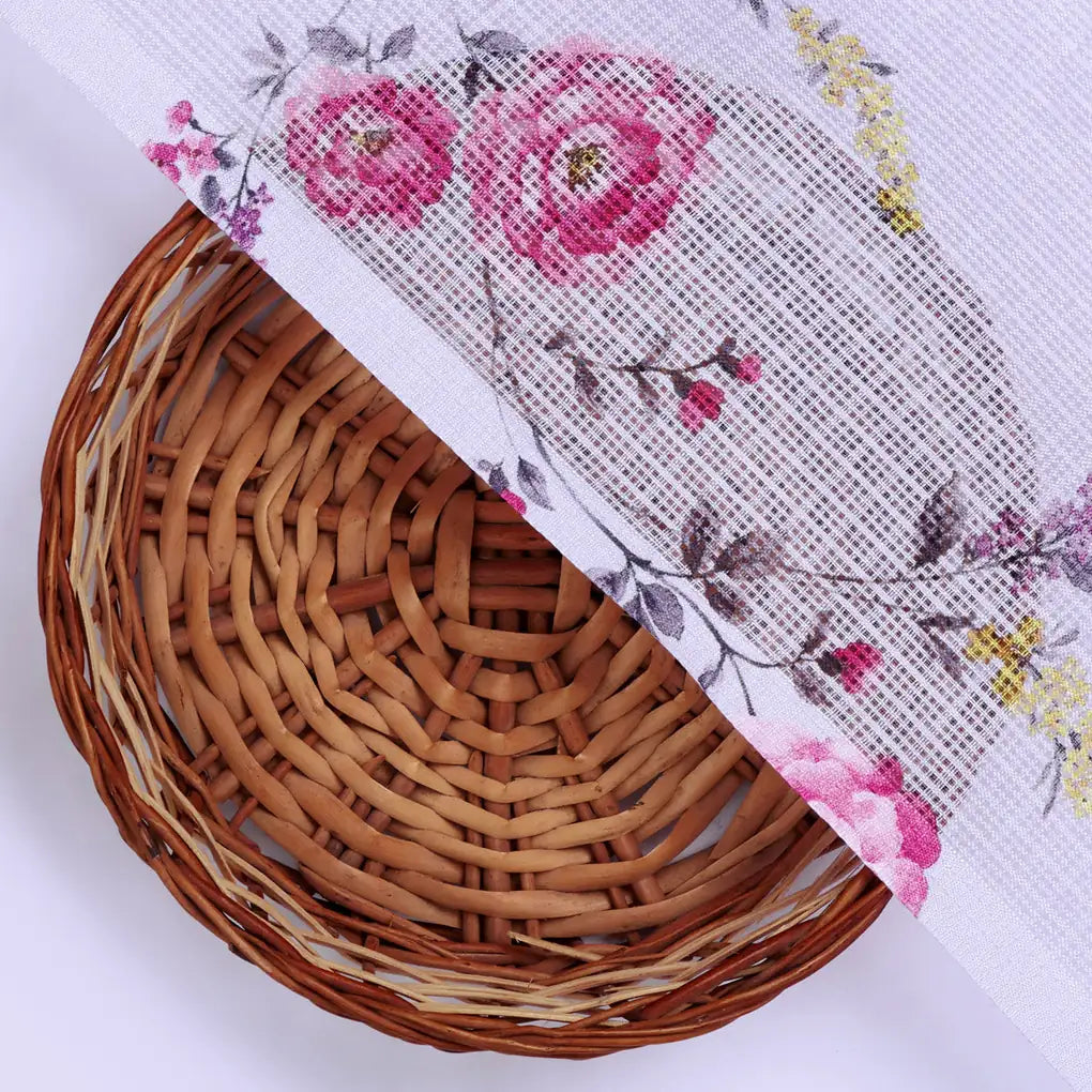 Gorgeous Pink Floral Velly Kota Doria Printed Fabric Material – 470a0015copy