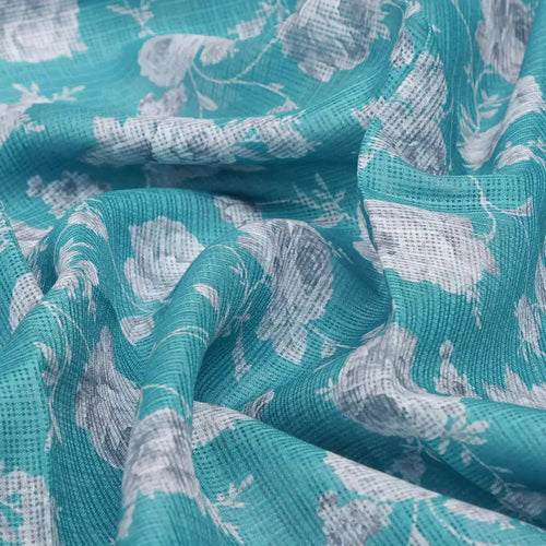 Gorgeous Gray Floral Kota Doria Digital Printed Fabric material – 470a0019copy