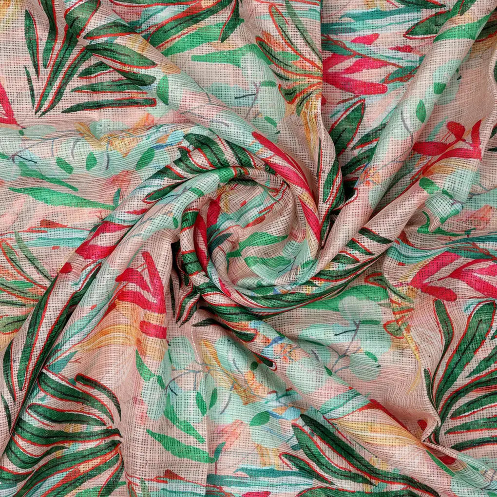 Gorgeous Decorative Leaves Kota Doria Fabric Material – 470a0023copy