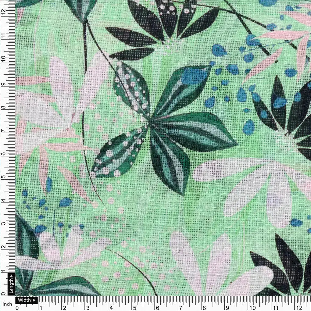 Gorgeous Floral and Leaves Printed Kota Doria Fabric Material – 470a0027copy
