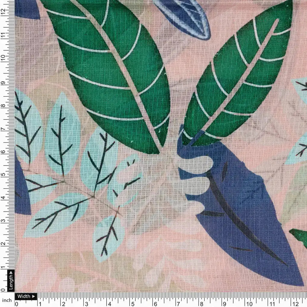 Gorgeous Kota Doria Digital Printed Fabric Material with Big Leaves – 470a0032copy