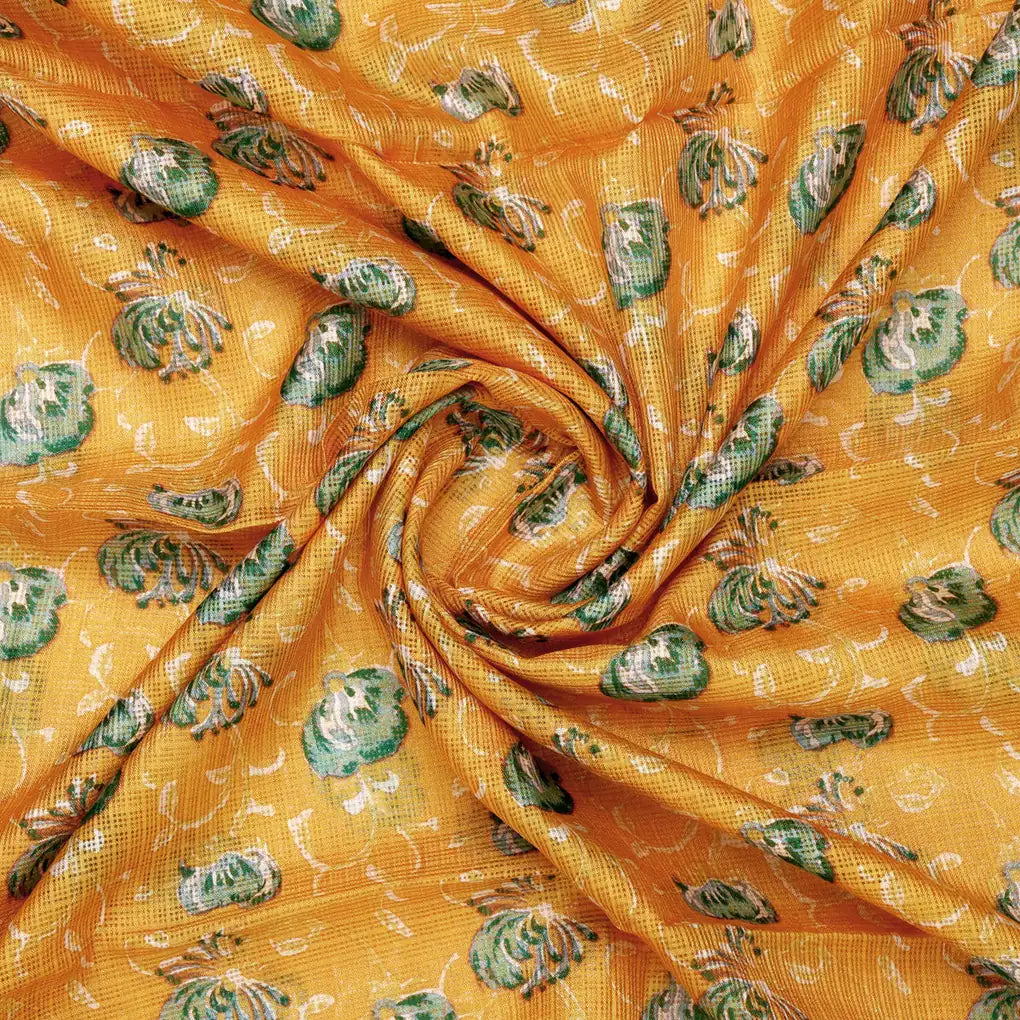 Gorgeous Floral and Leaves Kota Doria Printed Fabric Materials – 470a0043copy