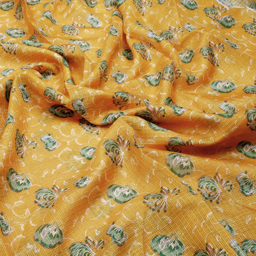 Gorgeous Floral and Leaves Kota Doria Printed Fabric Materials – 470a0044copy