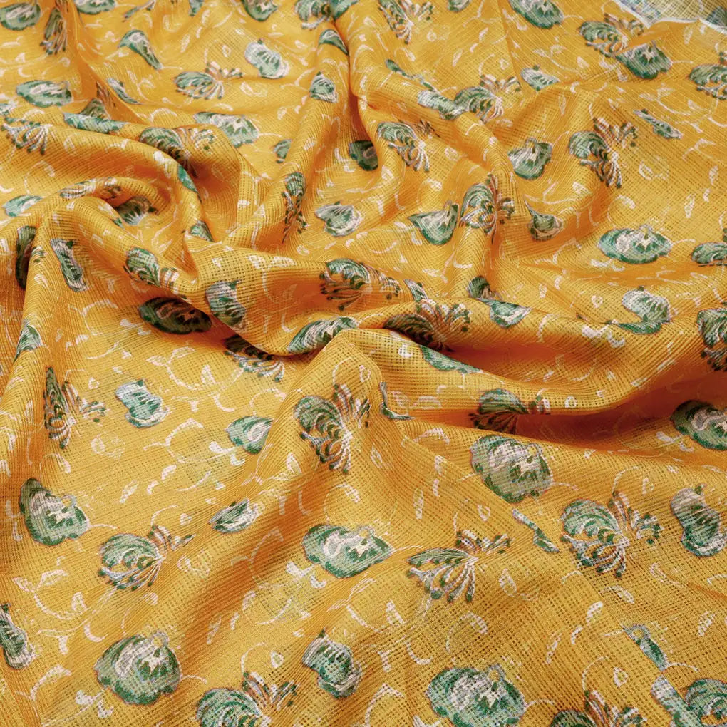 Gorgeous Floral and Leaves Kota Doria Printed Fabric Materials – 470a0044copy