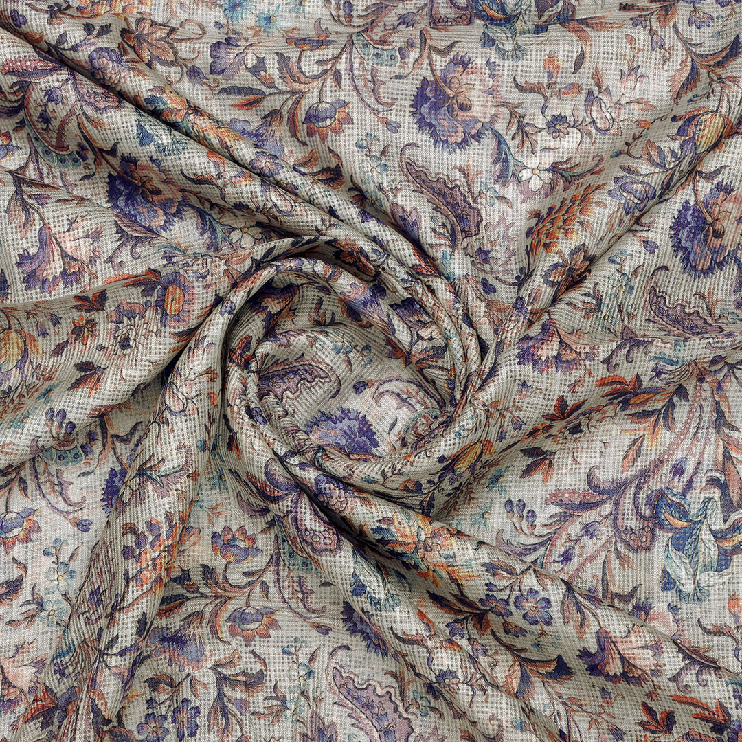 Gorgeous Kalamkari Printed Kota Doria Fabric Material