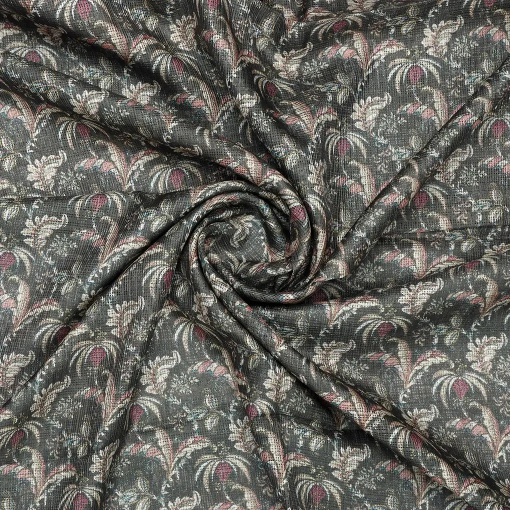 Gorgeous Kota Doria Digital Printed Fabric with Lotus Flower and Leaves – 470a0056copy