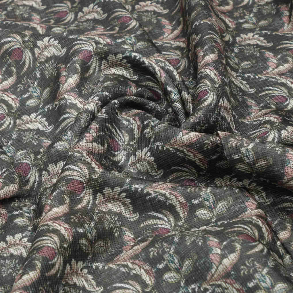 Gorgeous Kota Doria Digital Printed Fabric with Lotus Flower and Leaves – 470a0057copy