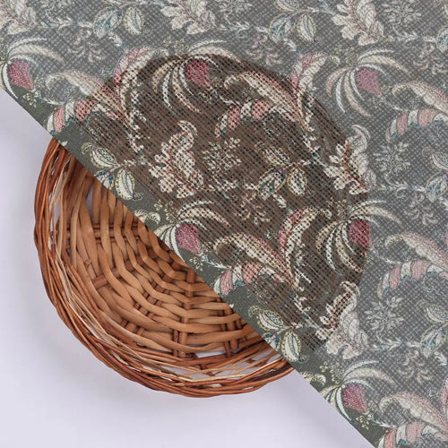 Gorgeous Kota Doria Digital Printed Fabric with Lotus Flower and Leaves – 470a0059copy