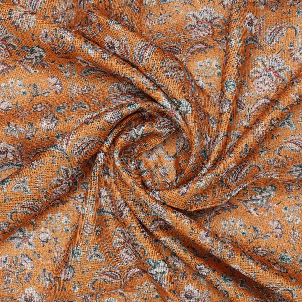 Gorgeous Yellow Ditsy Digital Printed Kota Doria Fabric for Classy Outfits – 470a0068copy