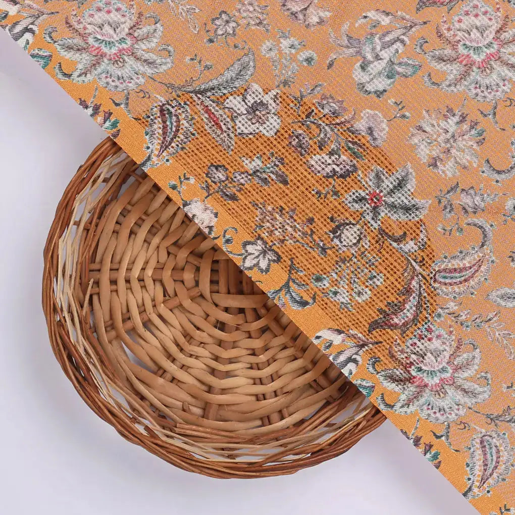 Gorgeous Yellow Ditsy Digital Printed Kota Doria Fabric for Classy Outfits – 470a0070copy