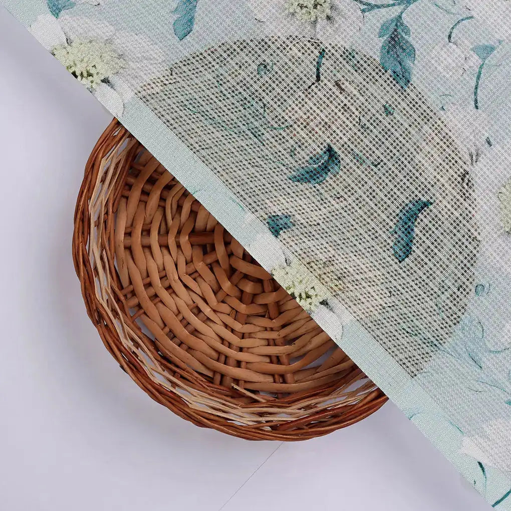 Gorgeous Floral Kota Doria Fabric Material in Green and White – 470a0092copy