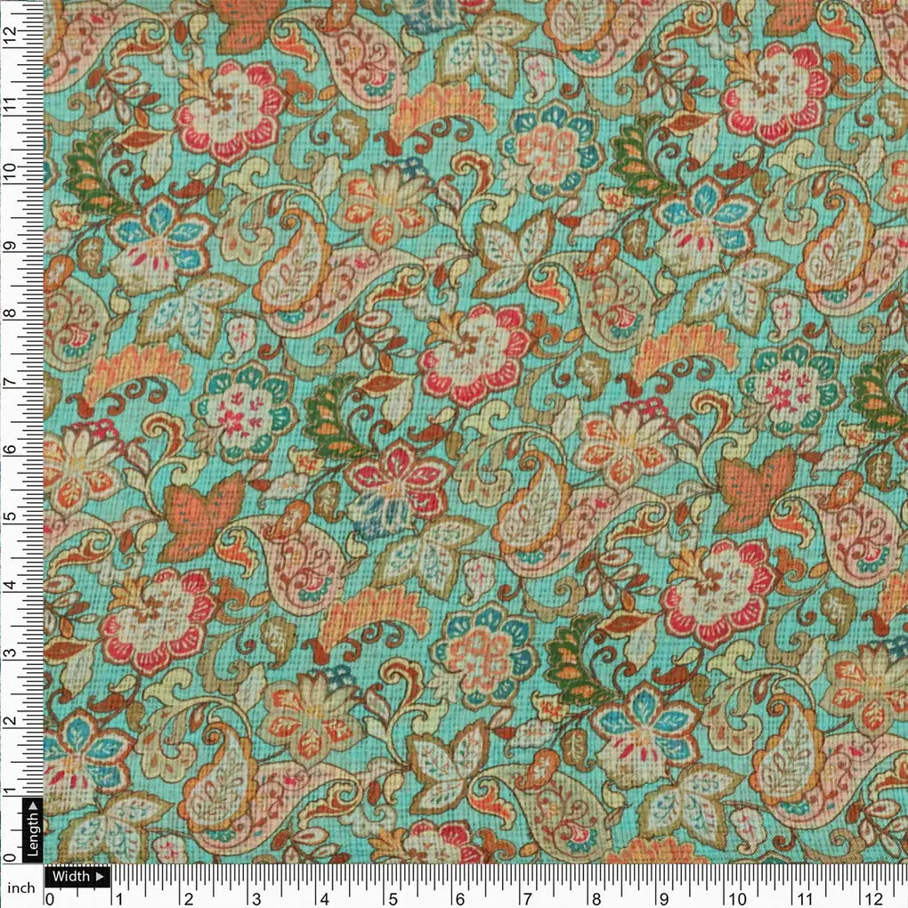 Gorgeous Multicolor Paisley and Floral Velly Kota Doria Fabric – 470a0105copy