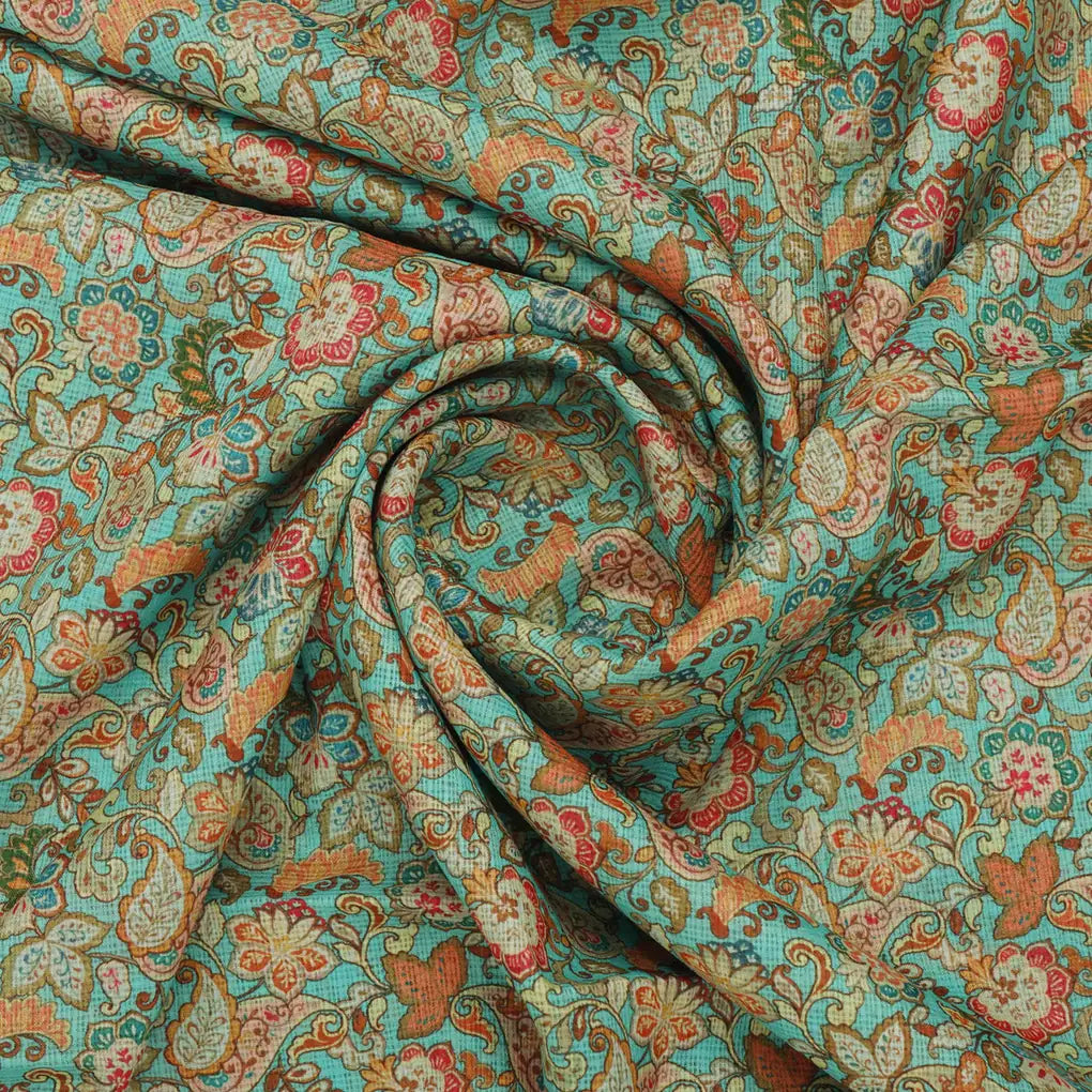 Gorgeous Multicolor Paisley and Floral Velly Kota Doria Fabric – 470a0106copy