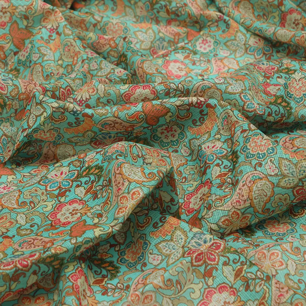 Gorgeous Multicolor Paisley and Floral Velly Kota Doria Fabric – 470a0108copy