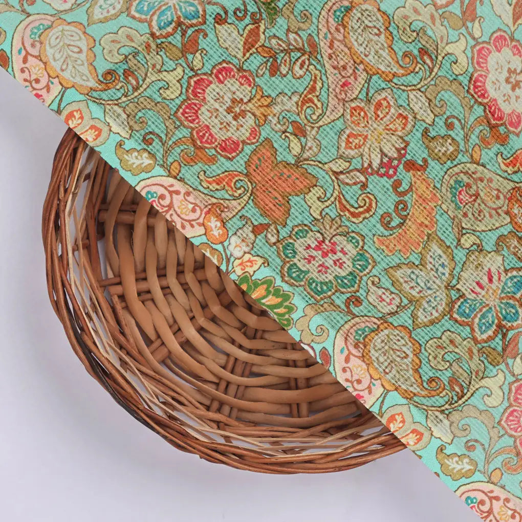 Gorgeous Multicolor Paisley and Floral Velly Kota Doria Fabric – 470a0109copy