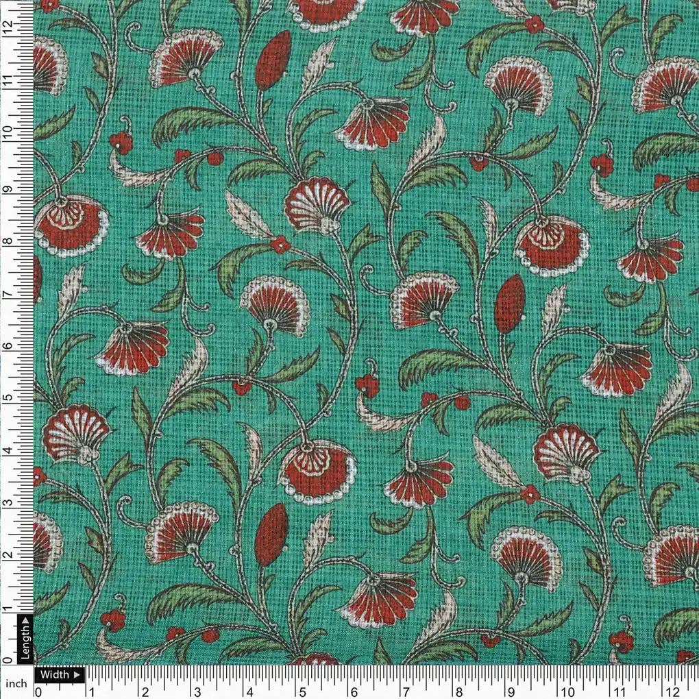 Gorgeous Kota Doria Fabric material with Decorative Floral Leaves – 470a0121copy