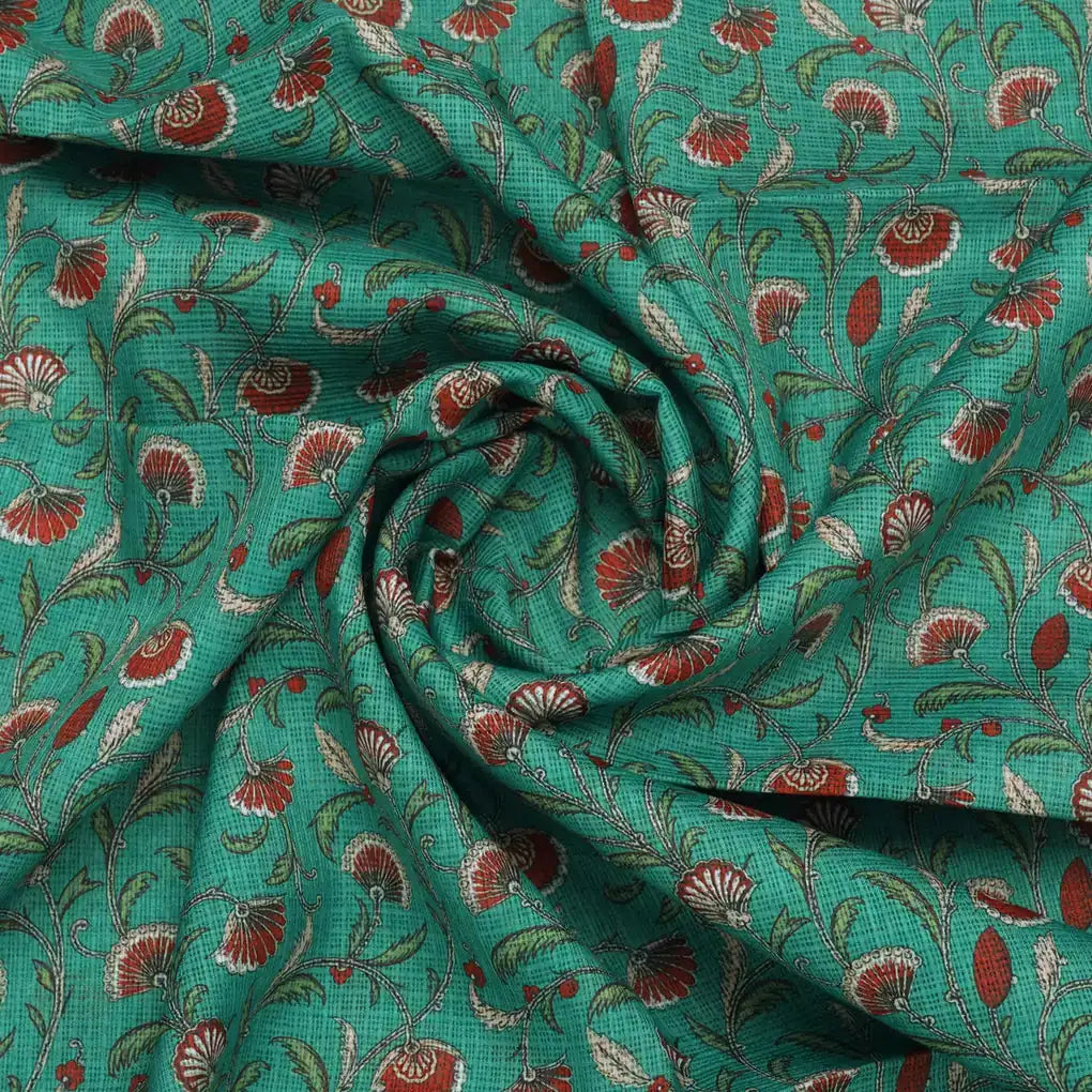 Gorgeous Kota Doria Fabric material with Decorative Floral Leaves – 470a0122copy