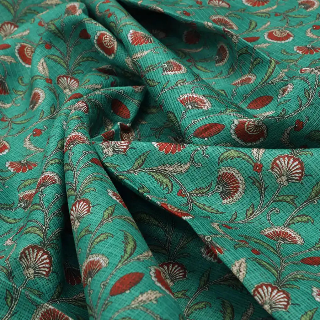 Gorgeous Kota Doria Fabric material with Decorative Floral Leaves – 470a0123copy