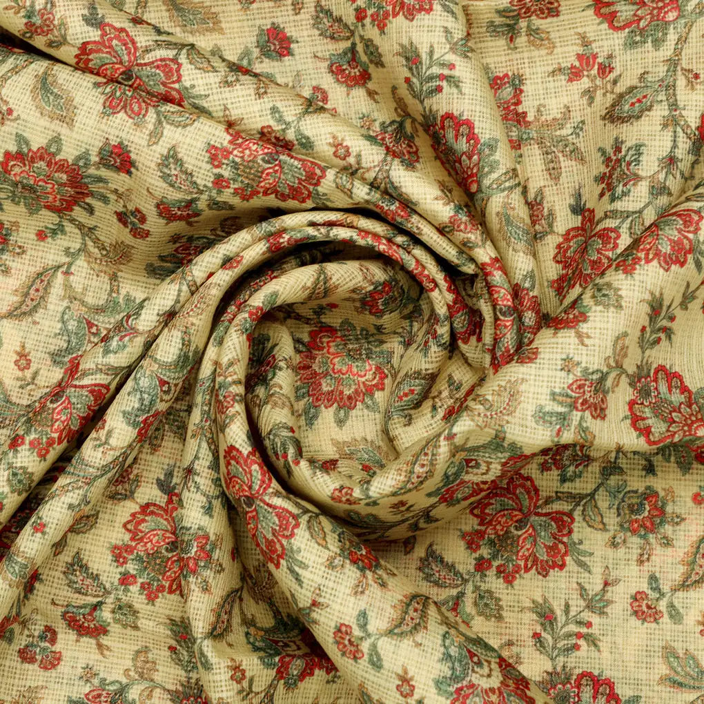 Gorgeous Yellow Floral Velly Kota Doria Fabric Material – 470a0155copy