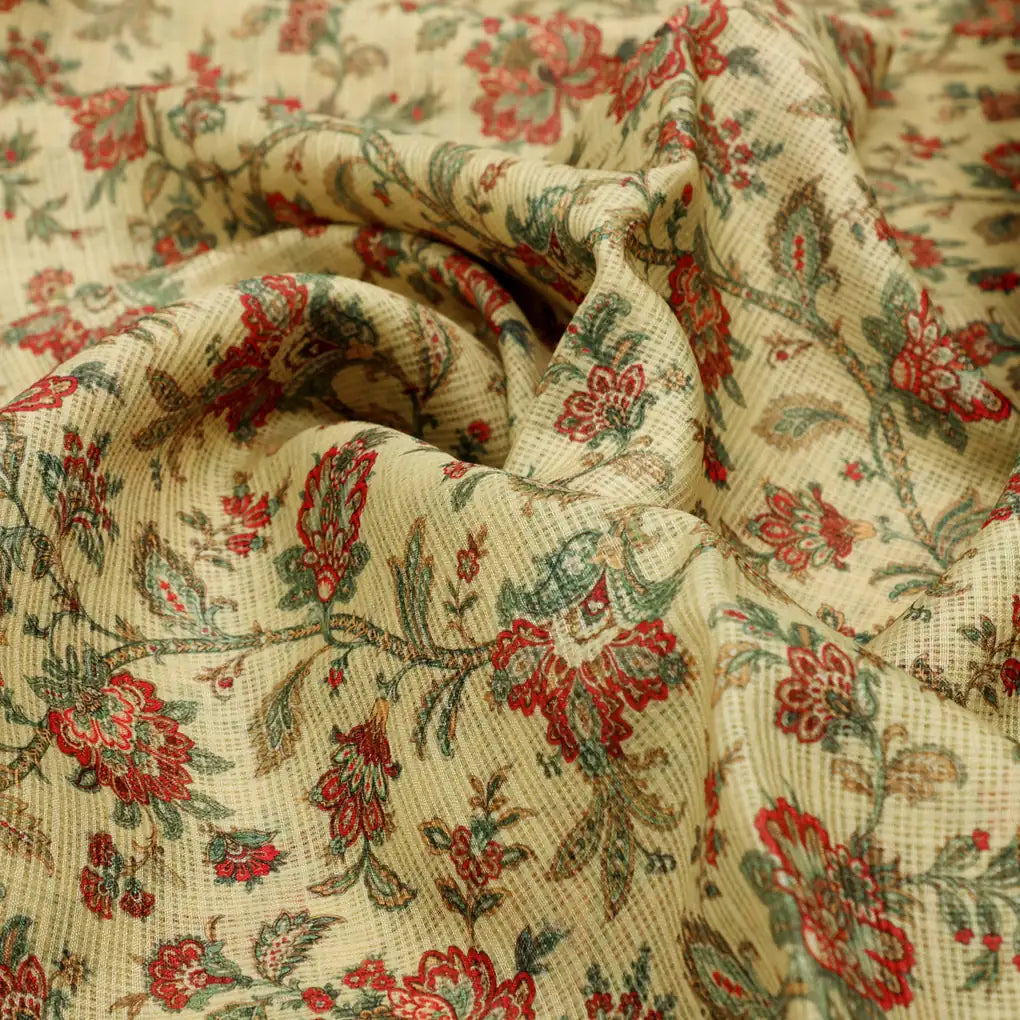 Gorgeous Yellow Floral Velly Kota Doria Fabric Material – 470a0157copy