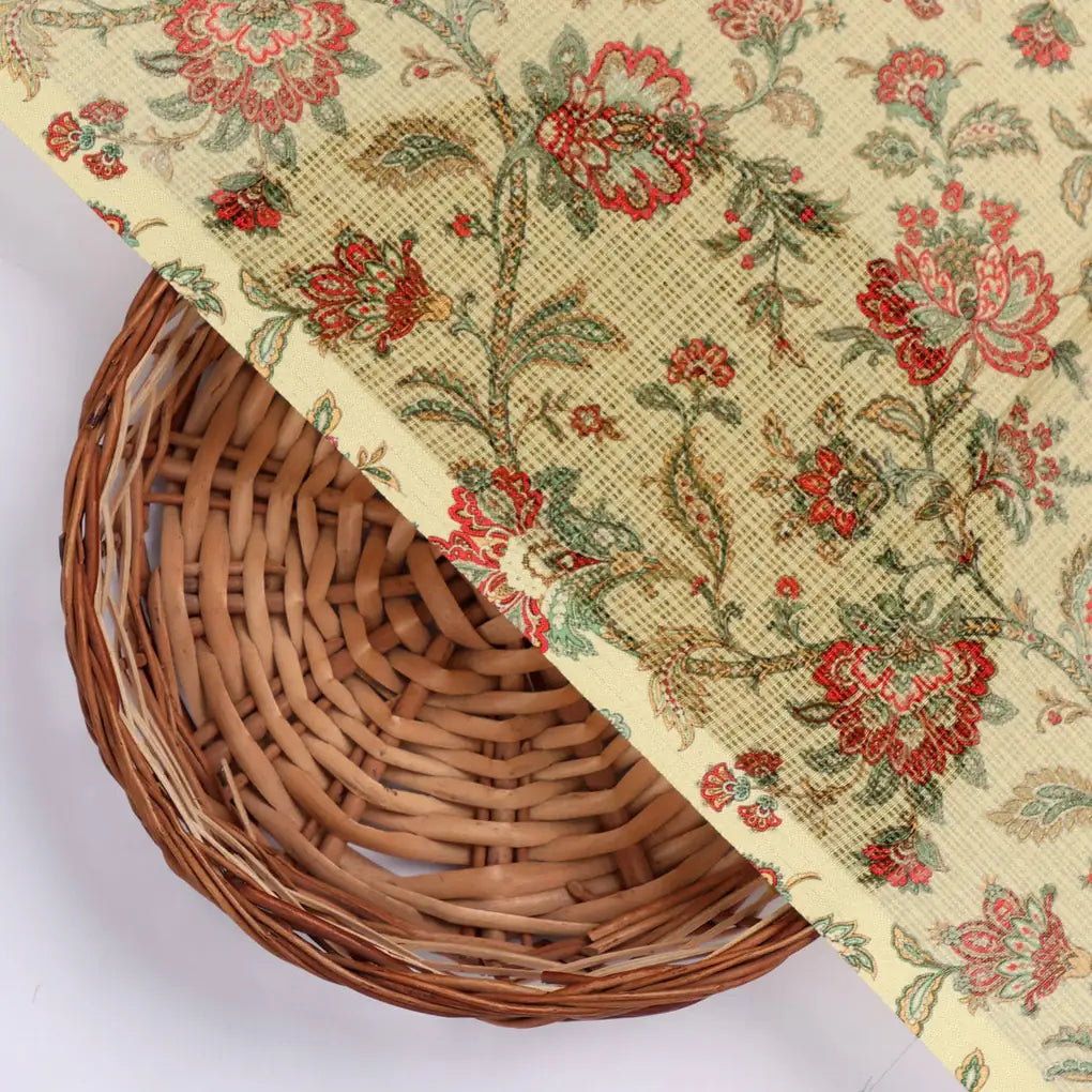 Gorgeous Yellow Floral Velly Kota Doria Fabric Material – 470a0158copy