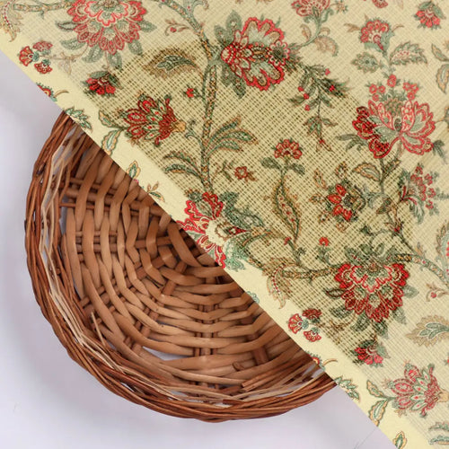 Gorgeous Yellow Floral Velly Kota Doria Fabric Material – 470a0158copy