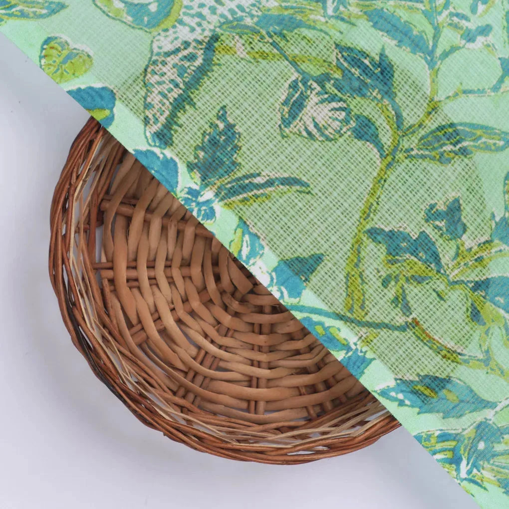 Gorgeous Green and Blue Bird Print Kota Doria Digital Printed Fabric – 470a0168copy