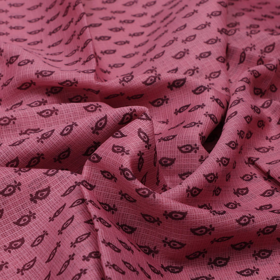 Gorgeous Kota Doria Digital Print Fabric with Damask Motif Butti