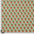 Gorgeous Damask Floral Print in Green and Orange on Kota Doria Fabric Material – 470a0336copy
